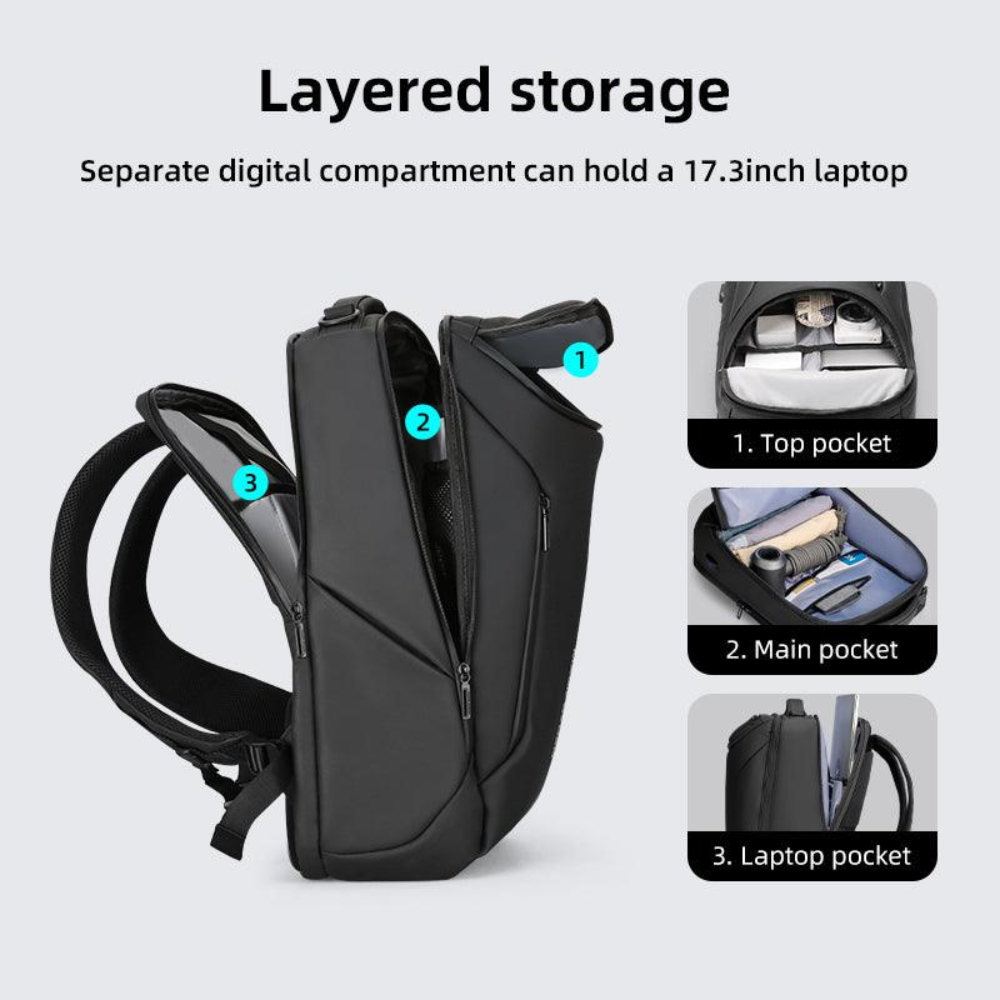 Mochila Impermeável Compacto Pro com Usb para Notebook 15.6" Mark Ryden
