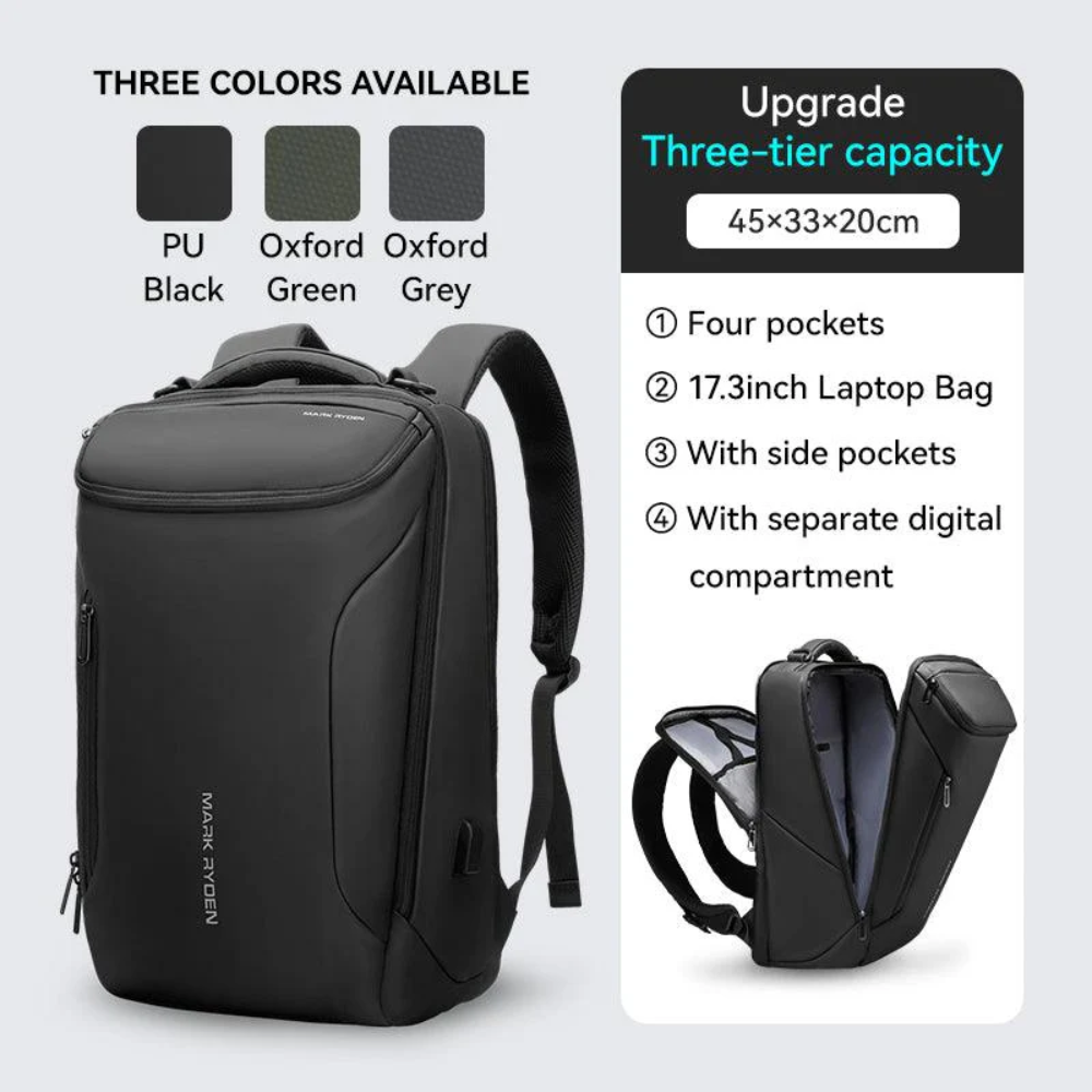 Mochila Impermeável Compacto Pro com Usb para Notebook 15.6" Mark Ryden