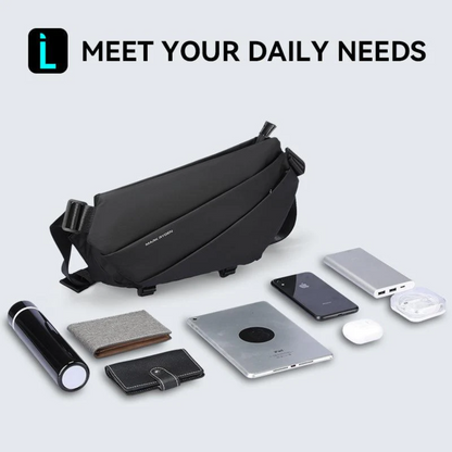 Bolsa Tranversal Shoulder Bag Impermeável Mark Ryden Voyager Cor Preto Liso