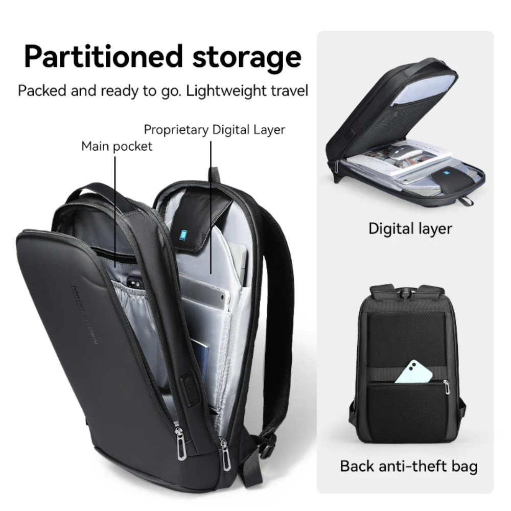 Mochila Profession Mark Ryden Slim para Notebook Impermeável com Porta USB
