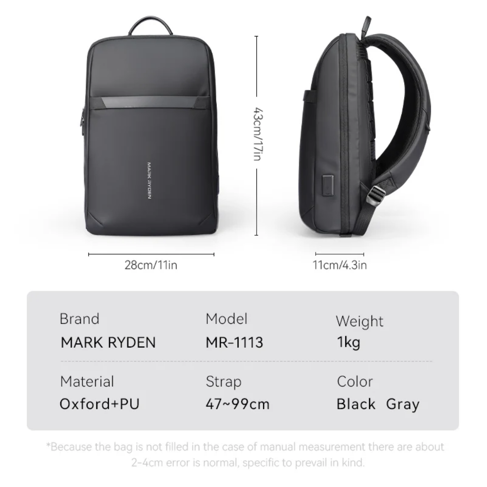 Mochila Bolsa Multifuncional Impermeável Para Notebook 15.6" Com Usb Modelo Voyager Pro Mark Ryden