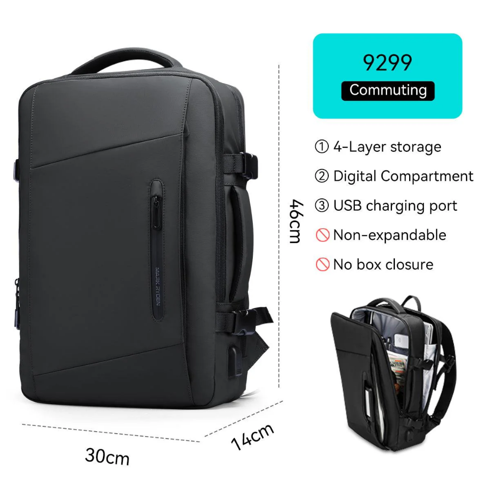 Mochila para notebook 15.6" Viagens e negócios Impermeável com porta USB Mark Ryden Expandos