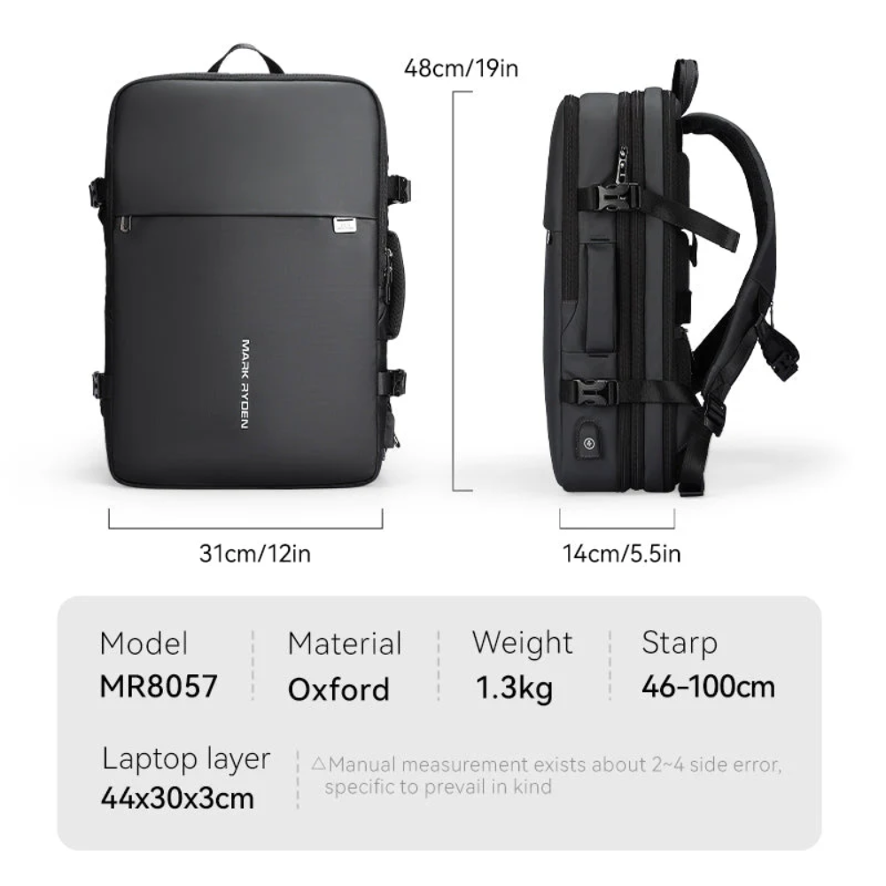 Mochila Pathrato Mark Ryden para Viagens Executivas e Notebook 15.6" Expansível 36l com Usb