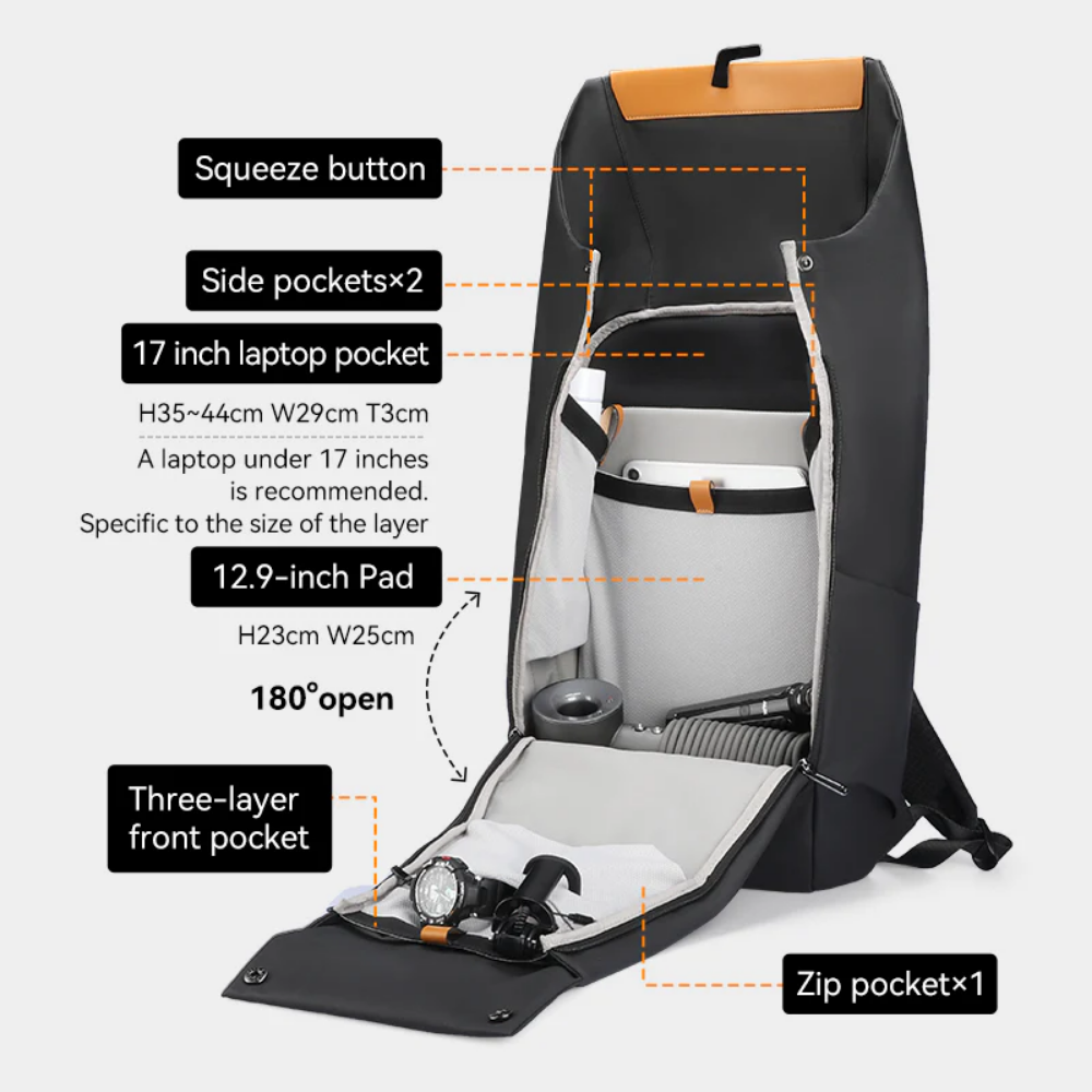 Mochila Unique Desgin Premium para Viagem Expansível 24l A 28l e Notebook 17.3" Crush Mark Ryden