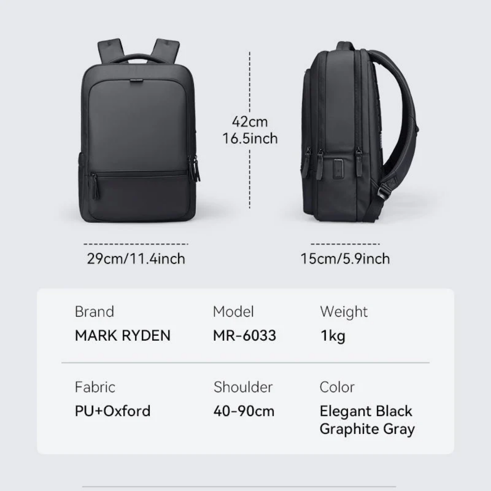 Mochila ChargeFlex Ideal para uso Urbano Trabalho Escolar Notebook 15.6" Impermeável Mark Ryden Com USB