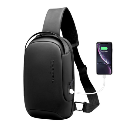 Bolsa Transversal Mensageiro Masculina Impermeável com porta USB Mark Ryden Torino