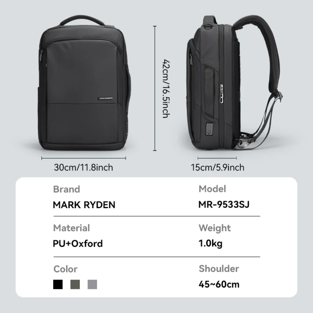 Mochila Bolsa Impermeável Premium Mark Ryden Squero III Multifuncional Notebook 15.6" Com Usb