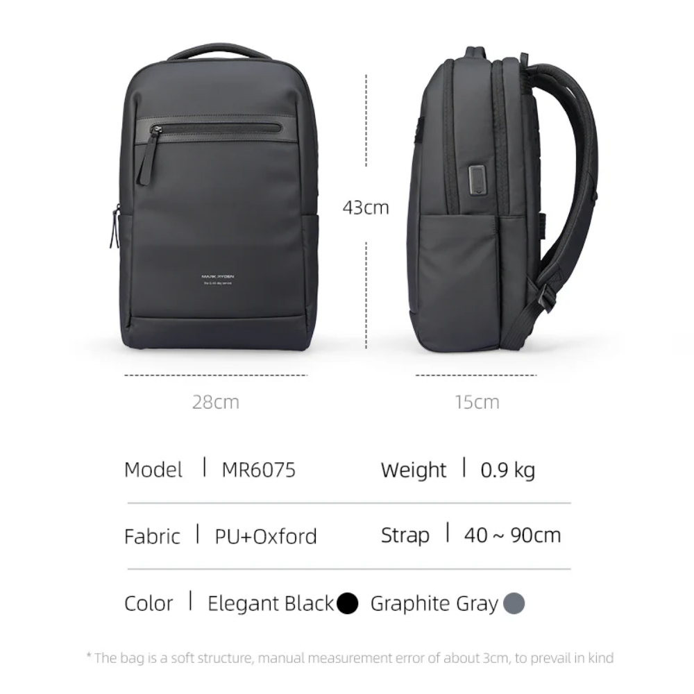Mochila UrbanFlex Lite para Notebook 15.6" Impermeável Mark Ryden