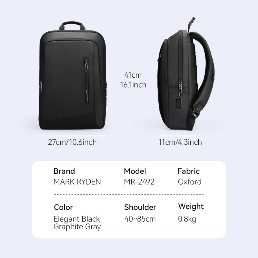 Mochila Viagens de Negócios UrbanLite Pro Mark Ryden Slim para Notebook 15.6" Impermeável