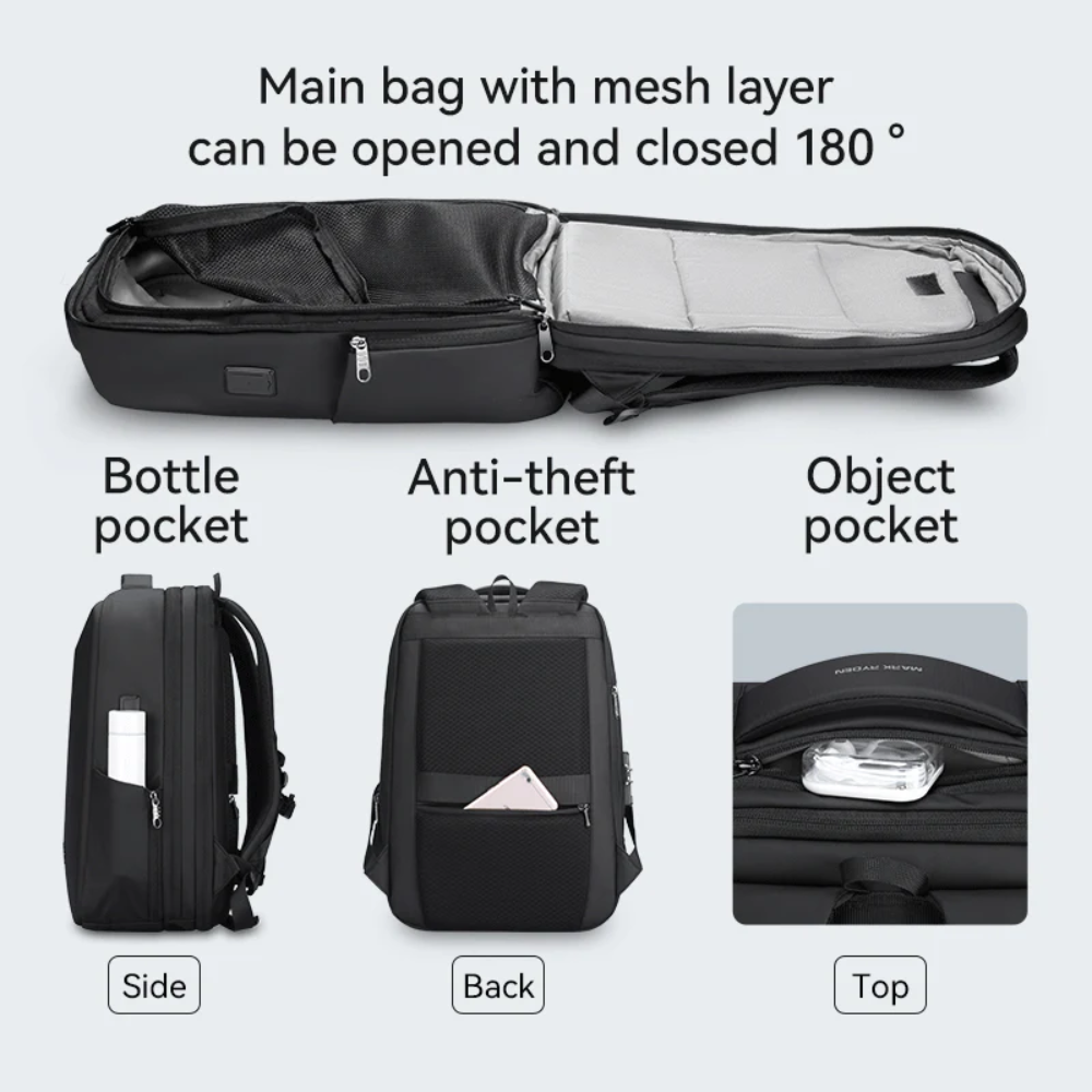 Mochila Protector II Mark Ryden Expansível e Impermeável com Anti Furto Com Trava Tsa