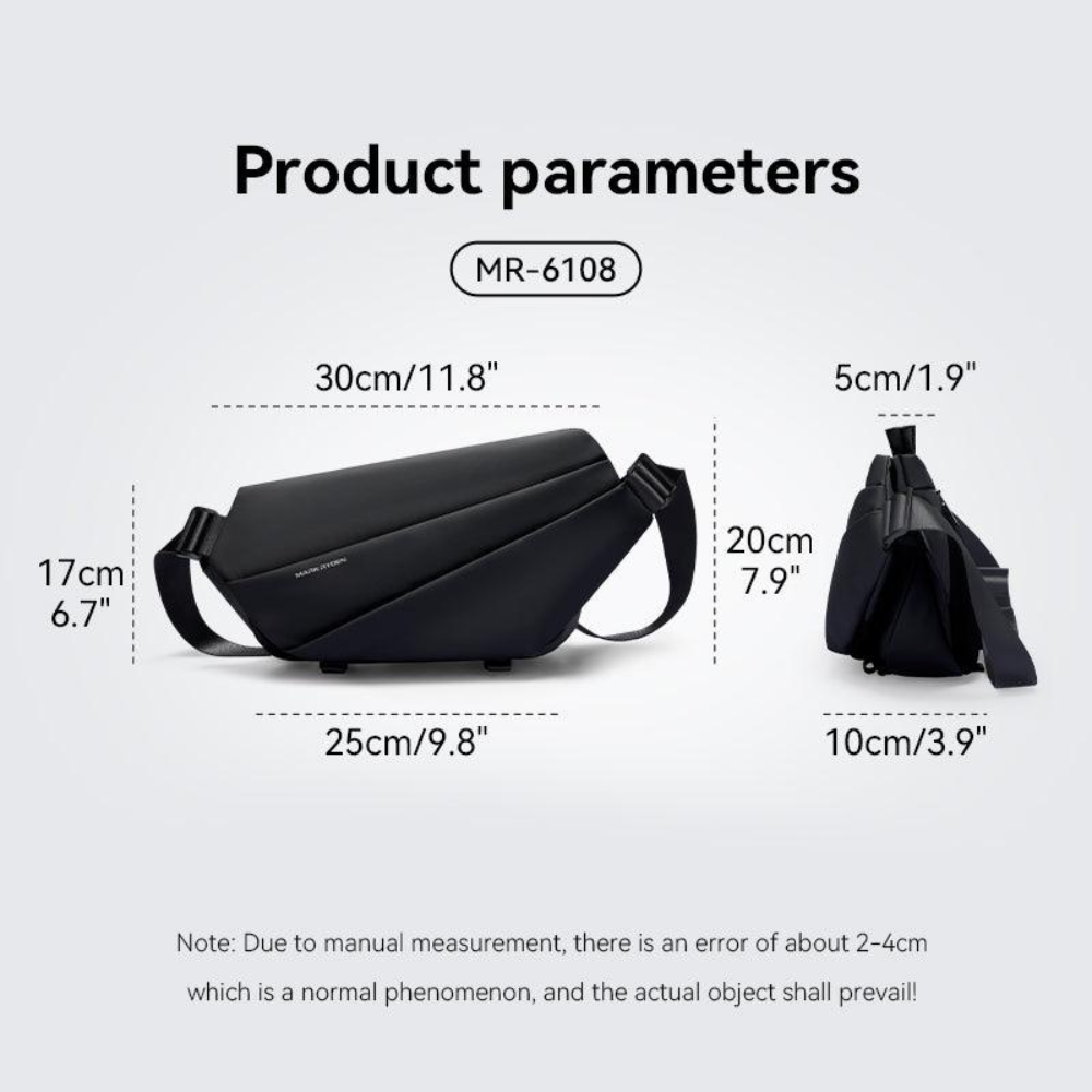 Bolsa Tranversal Shoulder Bag Impermeável Mark Ryden Voyager Cor Preto Liso