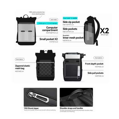 Mochila Viagem Expansível Capacidade 29L para Notebook 17.3" com porta Usb Mark Ryden Switch