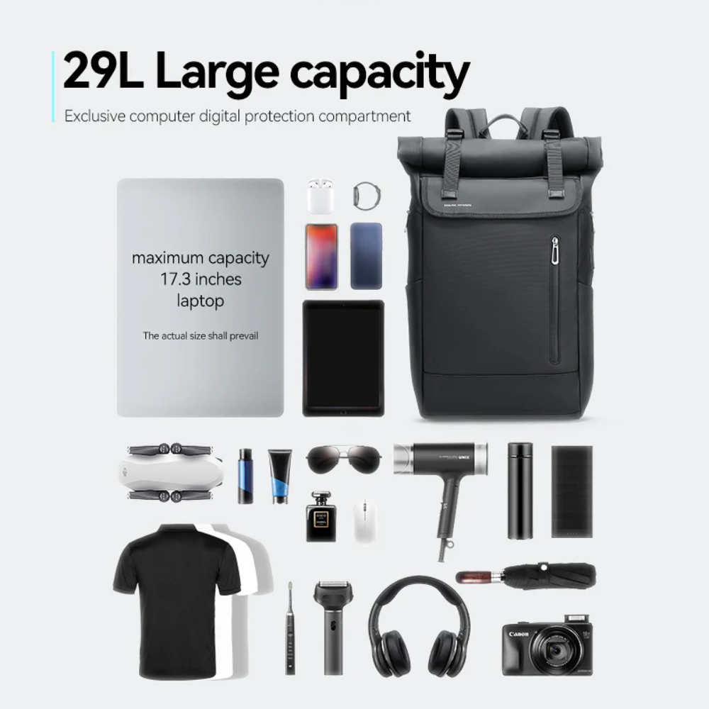 Mochila Viagem Expansível Capacidade 29L para Notebook 17.3" com porta Usb Mark Ryden Switch