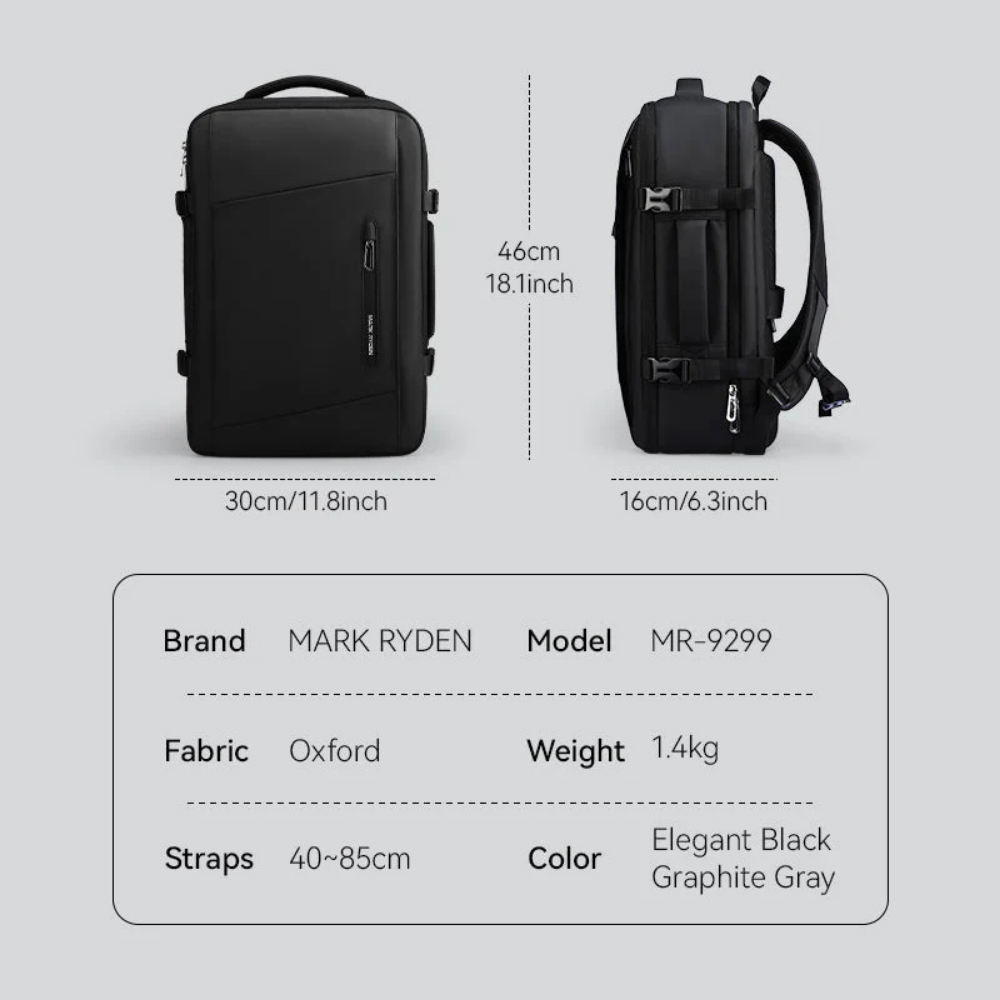 Mochila Multifuncional De Compressão À Vácuo Com Bomba Notebook 15.6" Mark Ryden Expandos Compression