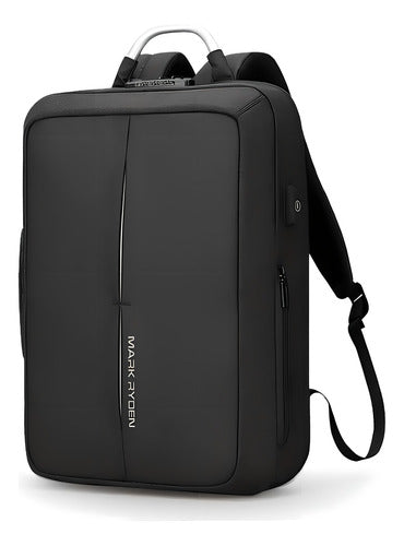 Mochila Premium Impermeável Anti Furto C/ Trava Notebook 15.6 C/ Usb Modelo Bold Mark Ryden - Cor Preto