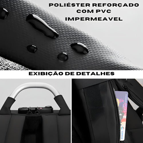 Mochila Premium Impermeável Anti Furto C/ Trava Notebook 15.6 C/ Usb Modelo Bold Mark Ryden - Cor Preto